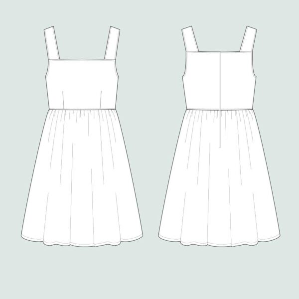 Digitales Schnittmuster Kleid mit geraffter Taille